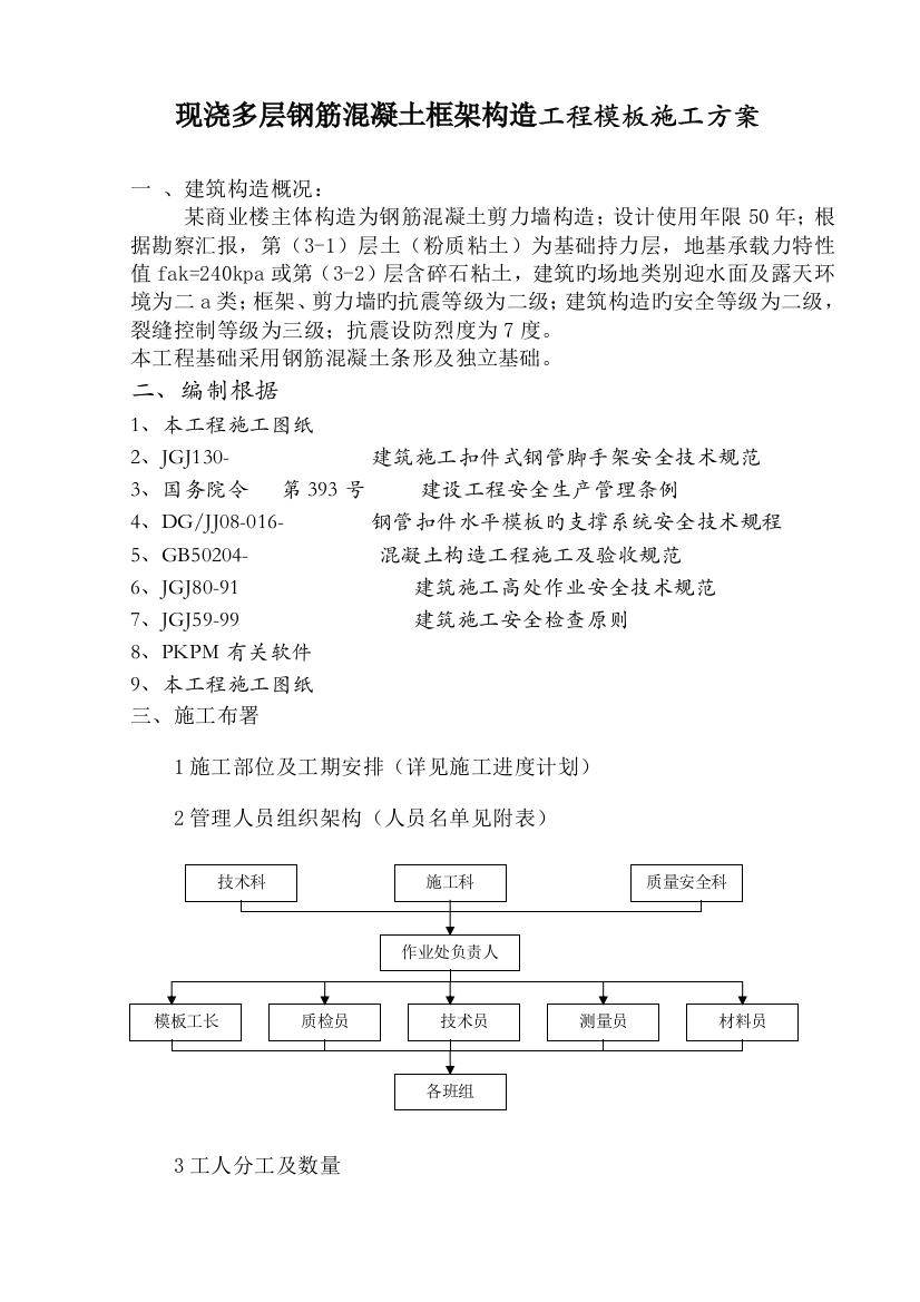 模板施工方案金天地