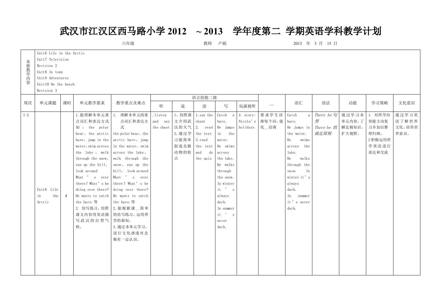 六年级英语计划(下)