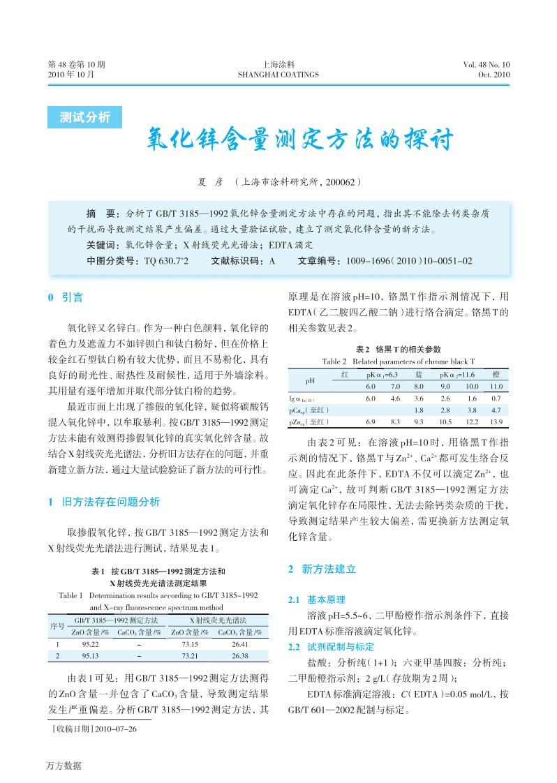 氧化锌含量测定方法探讨