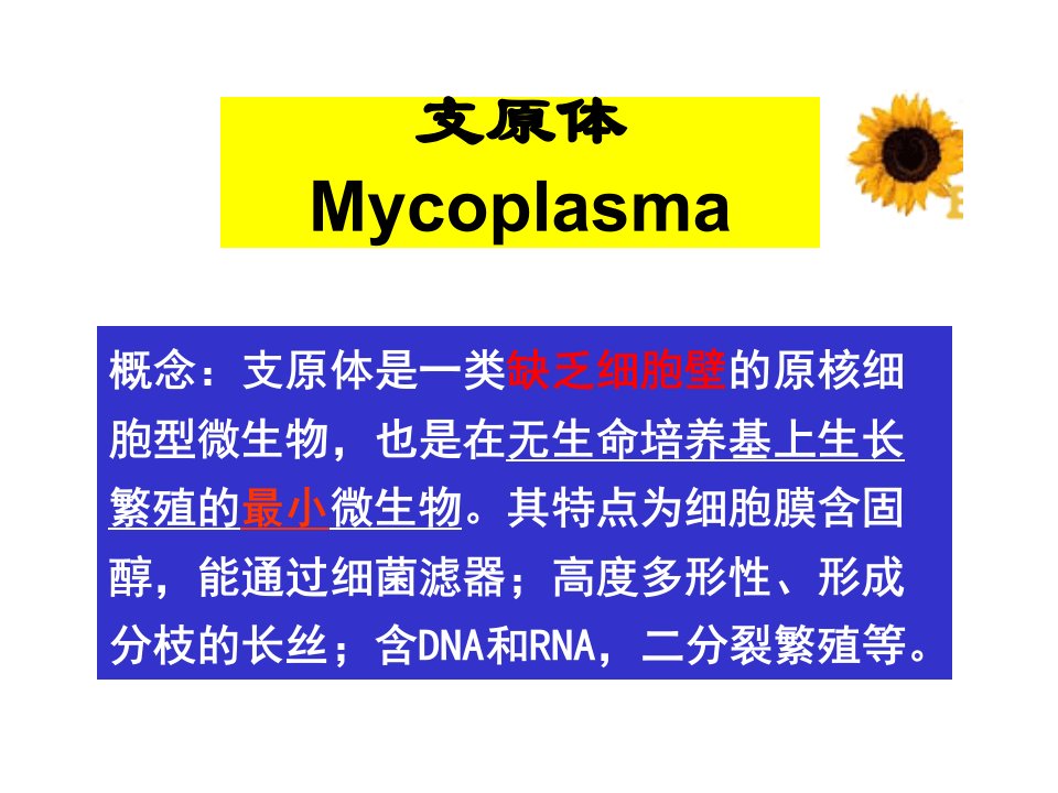 概念支原体是一类缺乏细胞壁的原核细胞型微生物