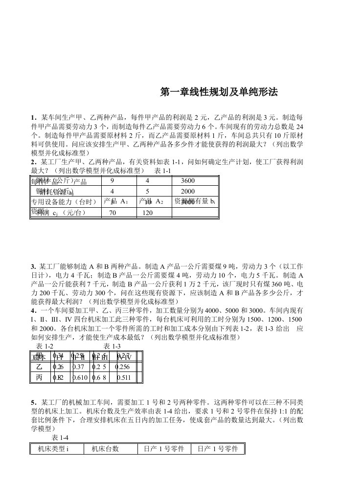 运筹学习题及答案