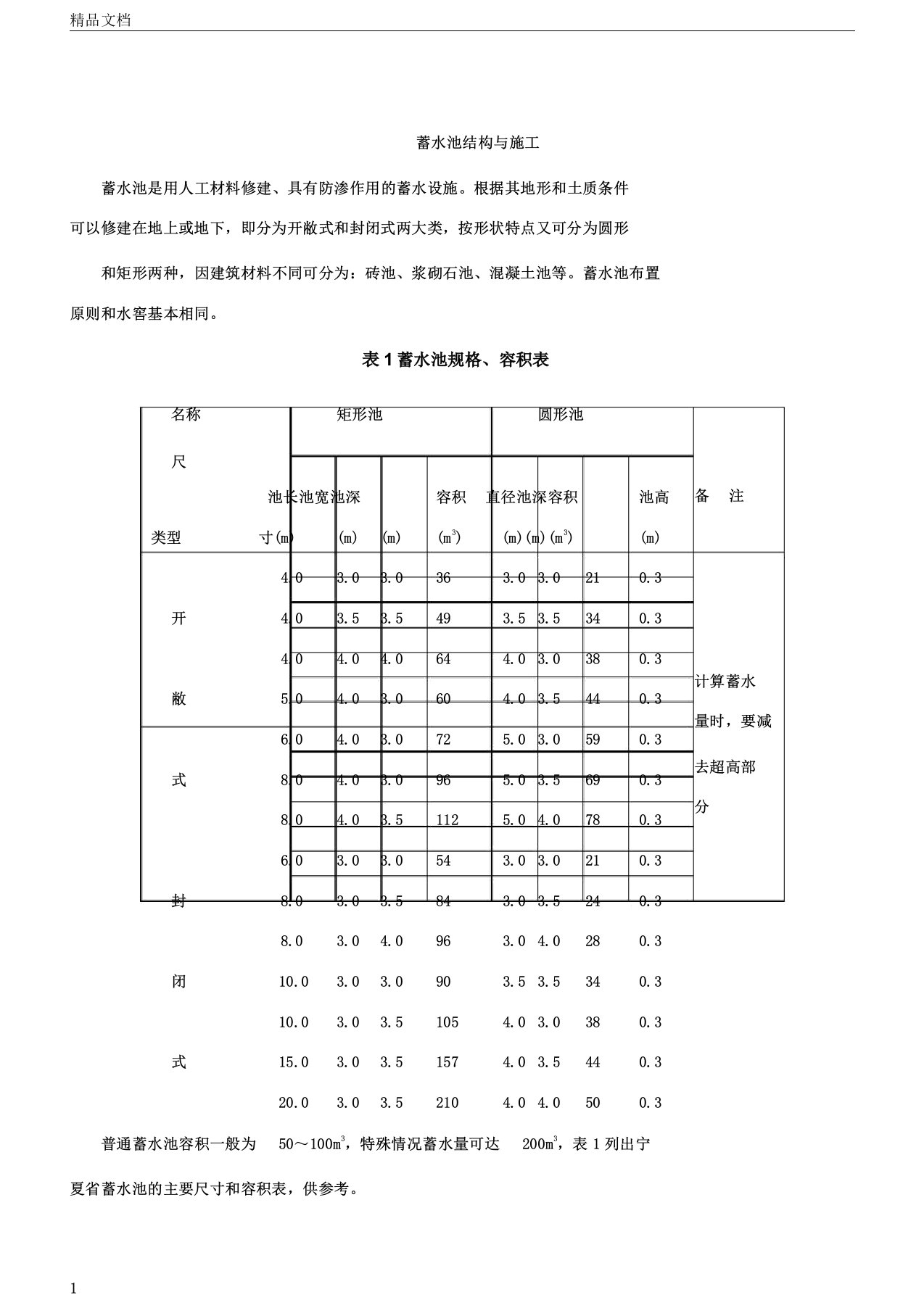 蓄水池结构与施工