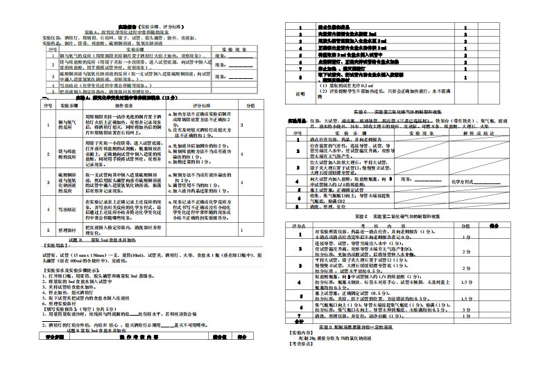 实验报告(实验步骤、评分标准)