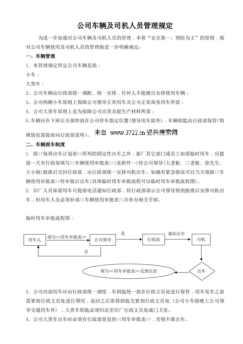 公司车辆及司机管理规定(DOC5页)