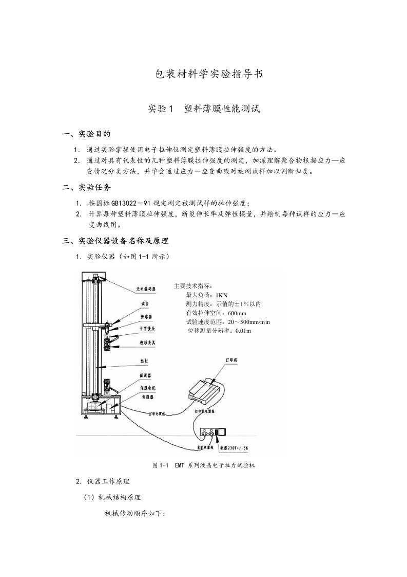 包装材料学试验指导书