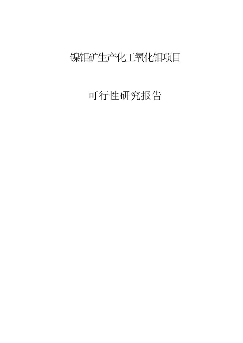 年产120吨氧化钼和2520吨镍渣建设项目可研报告