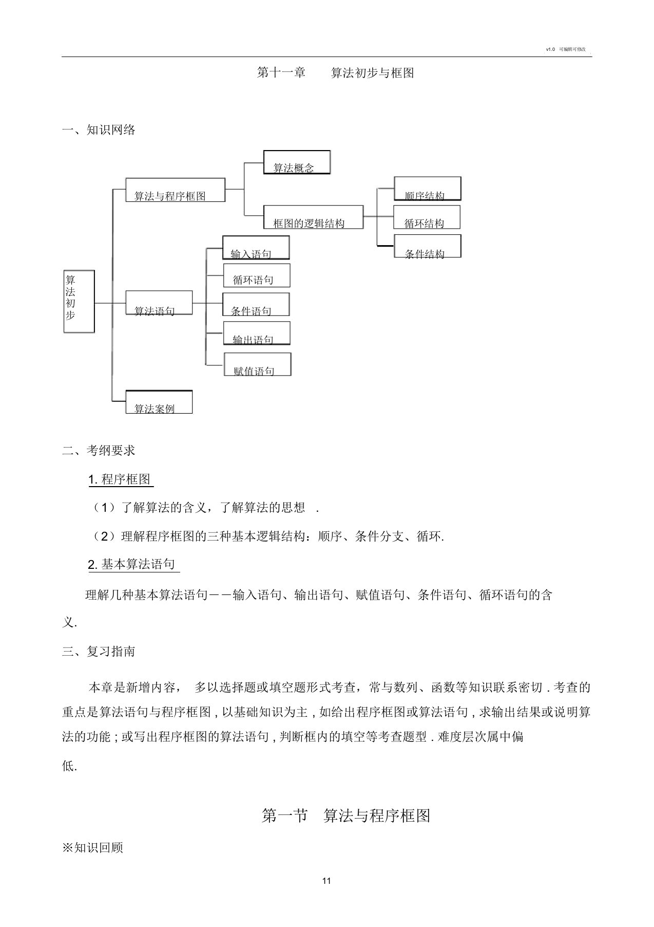 高一数学必修三算法初步知识总结高考真题讲练