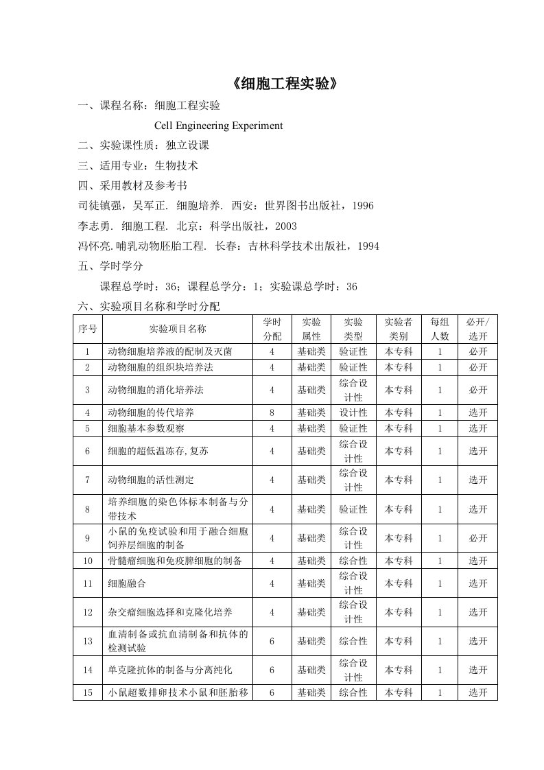 细胞工程实验