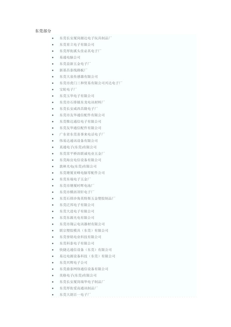 电子行业-电子行业名录东莞部分49页