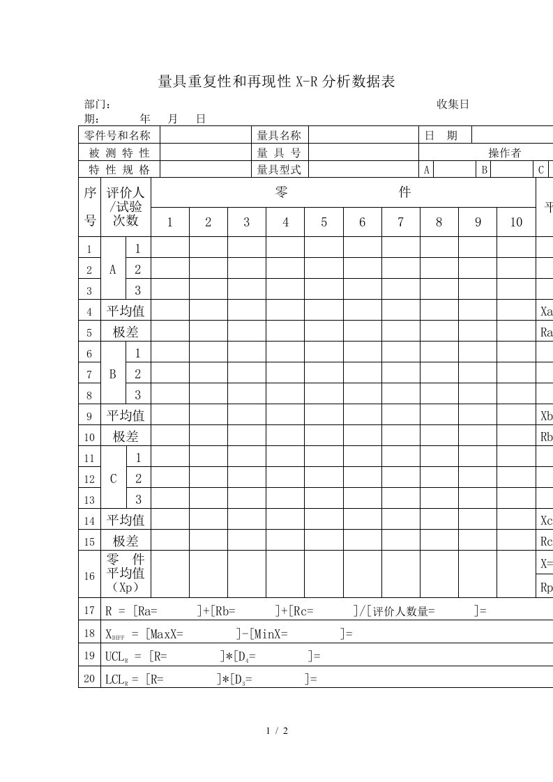 量具试验设备检查清单8