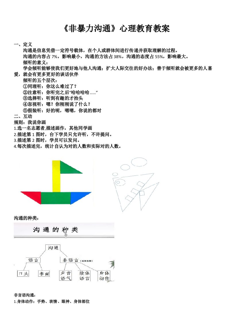 非暴力沟通-高中心理健康教育教案