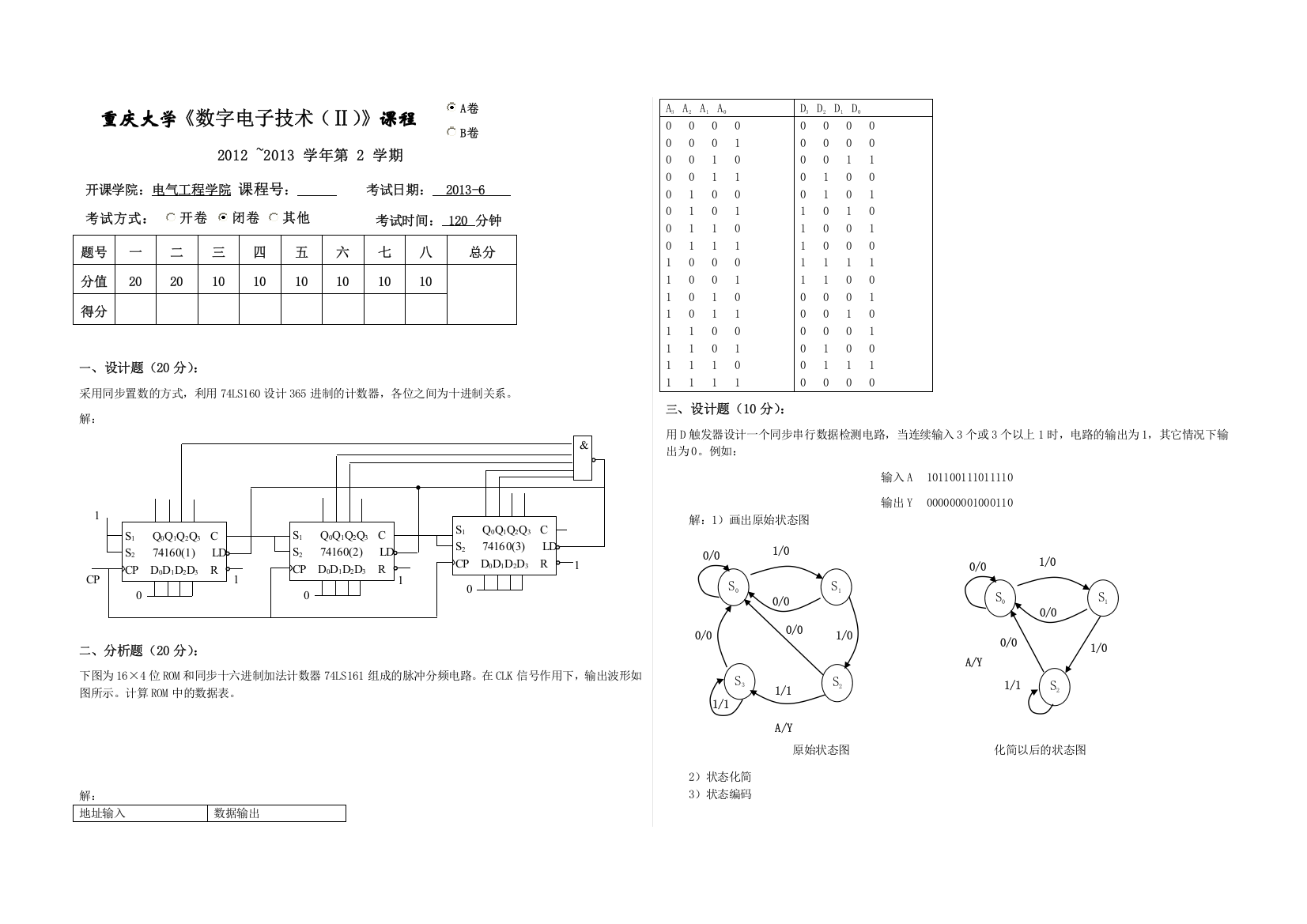 (精选)重庆大学数电试卷合集