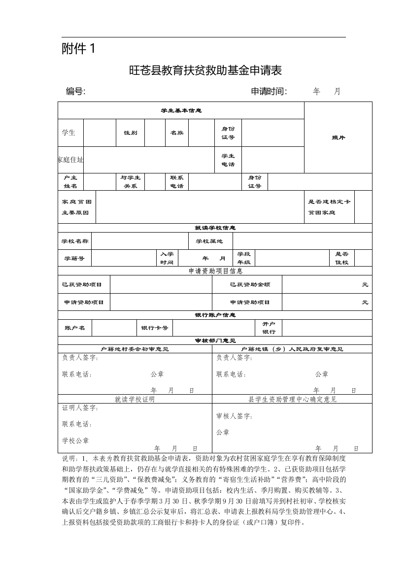 (完整版)教育扶贫救助基金申请表