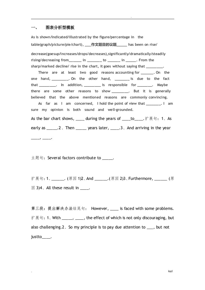 考前大学英语四级作文模板