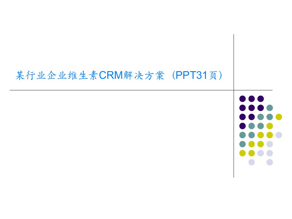 某行业企业维生素CRM解决方案（PPT31页）