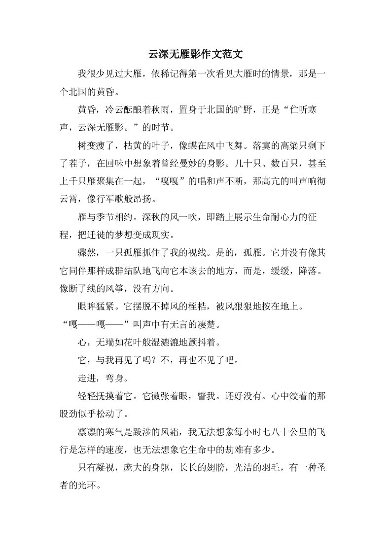 云深无雁影作文范文