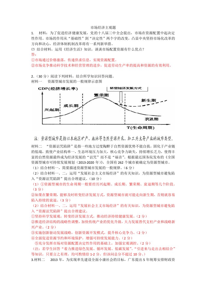 市场经济主观题