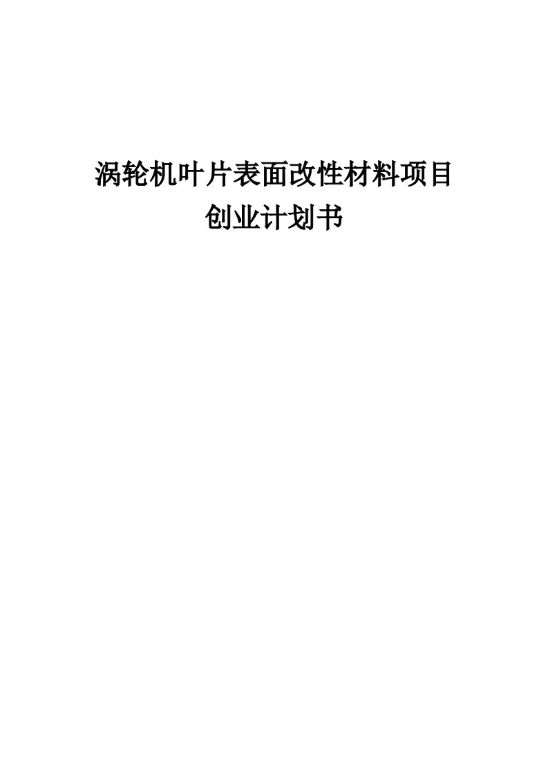 涡轮机叶片表面改性材料项目创业计划书