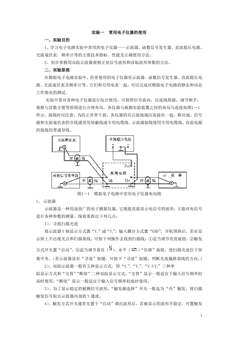 11计算机科学技术《模拟电路实验讲义》