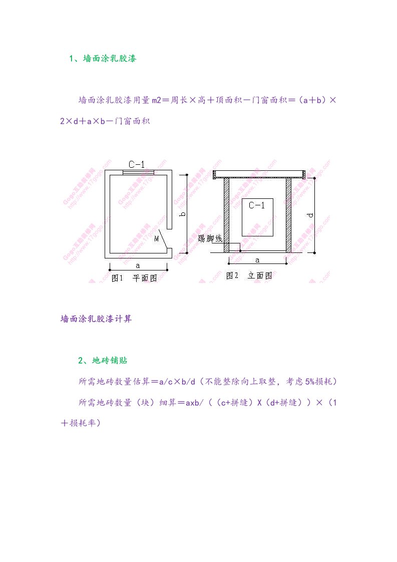 装饰装修工程计算方法与公式