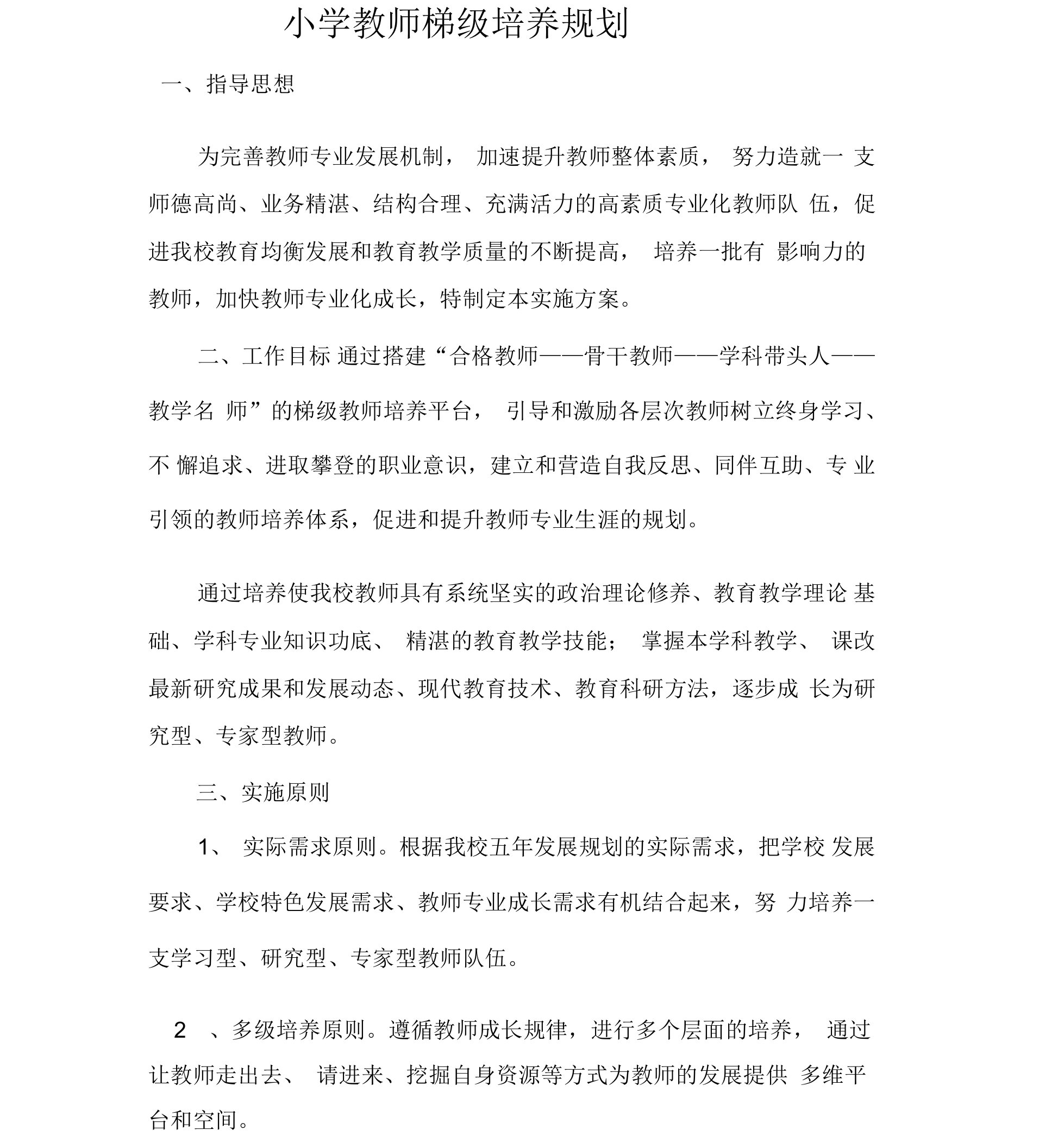 学校梯级式教师培养方案