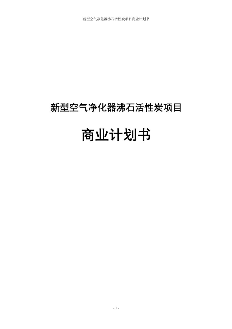 新型空气净化器沸石活性炭项目商业计划书