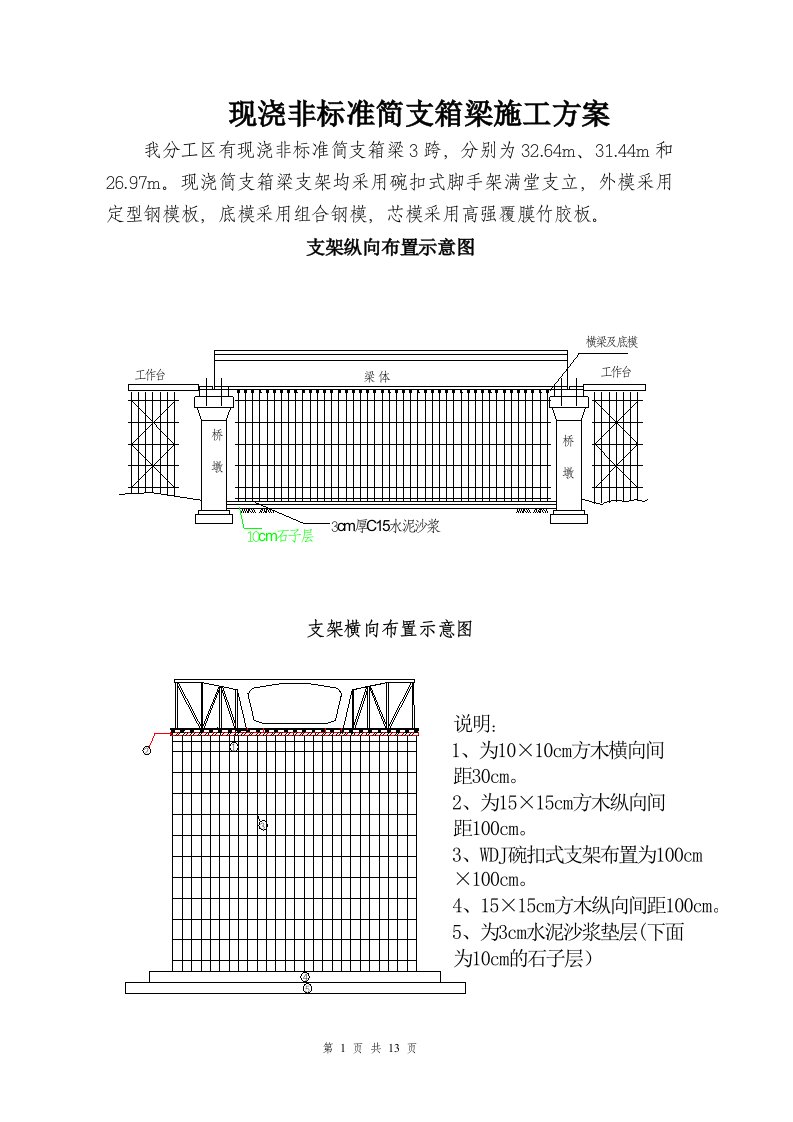 现浇非标准简支箱梁施工方案