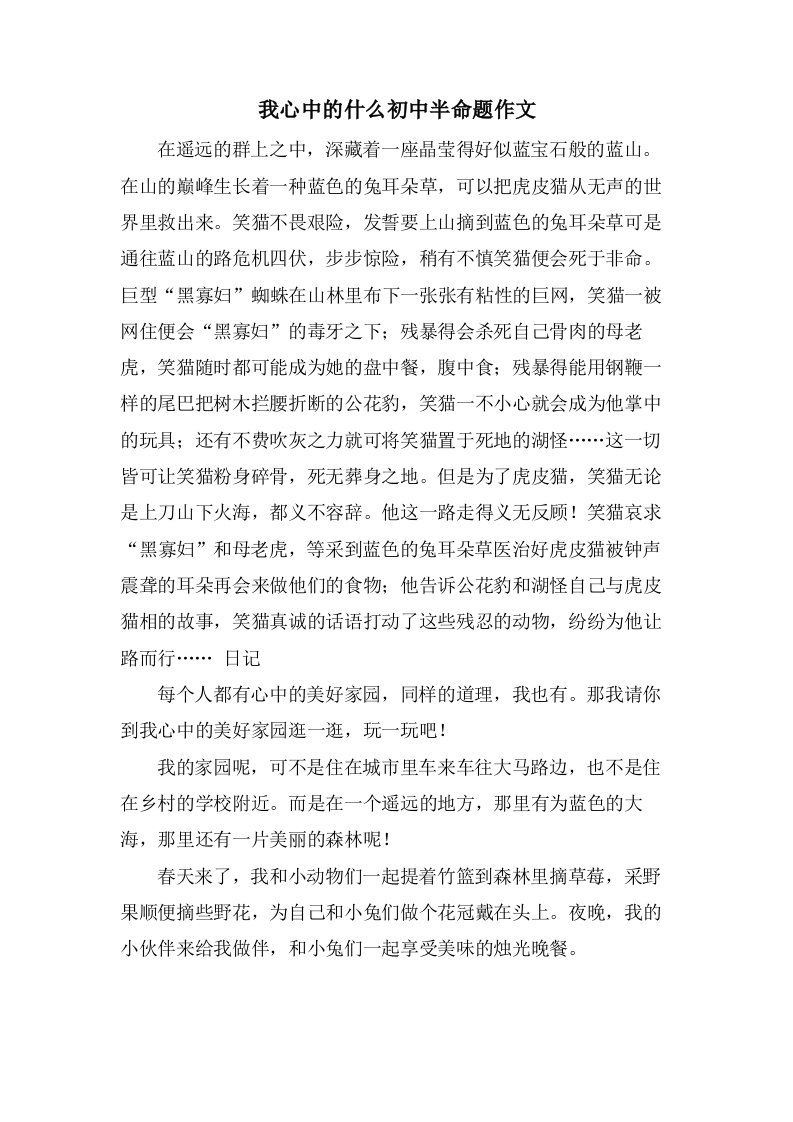 我心中的什么初中半命题作文