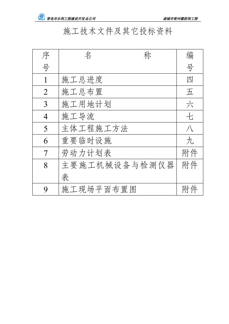 密州橡胶坝工程施工组织设计方案