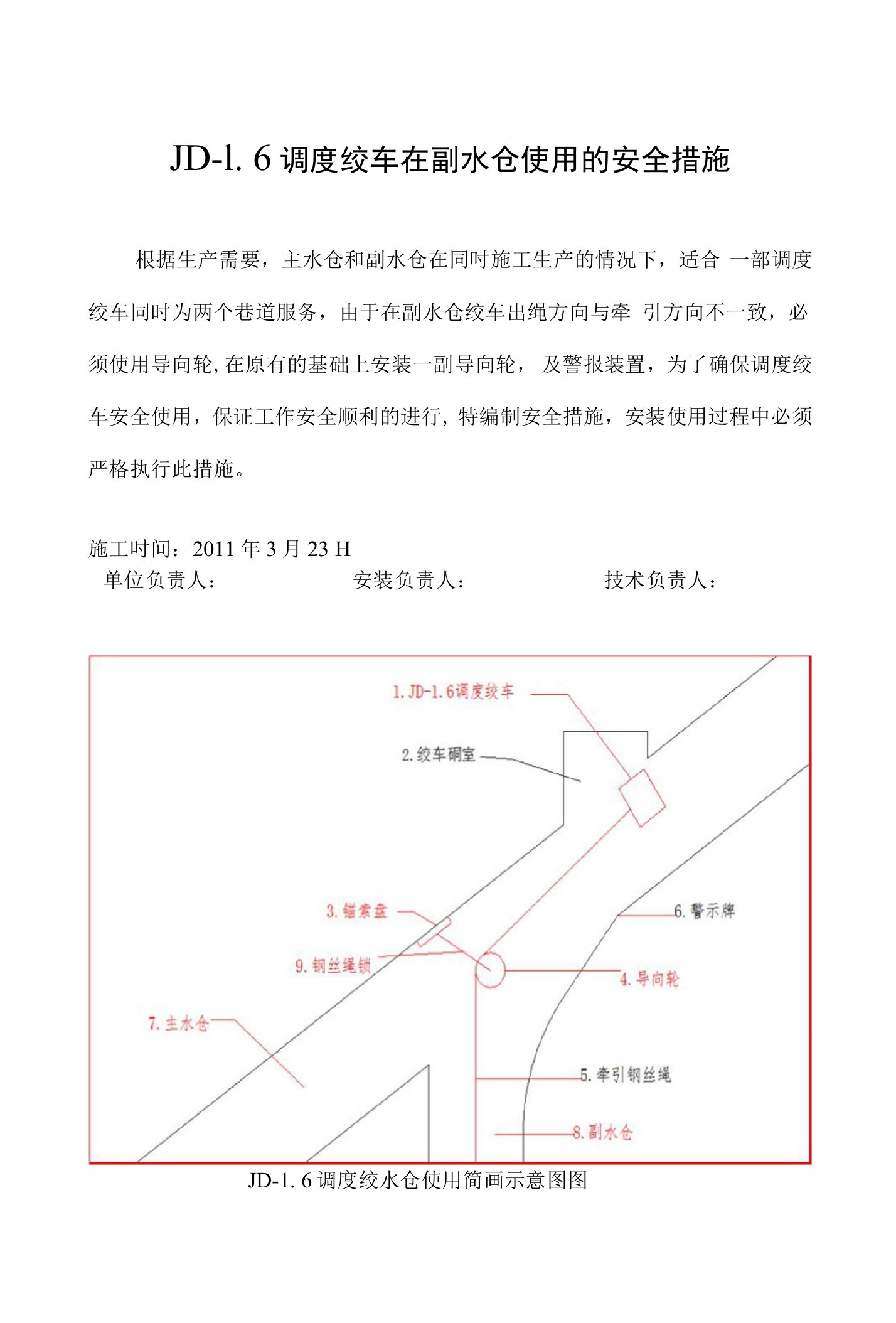 JD-1.6调度绞车在水仓使用的安全措施