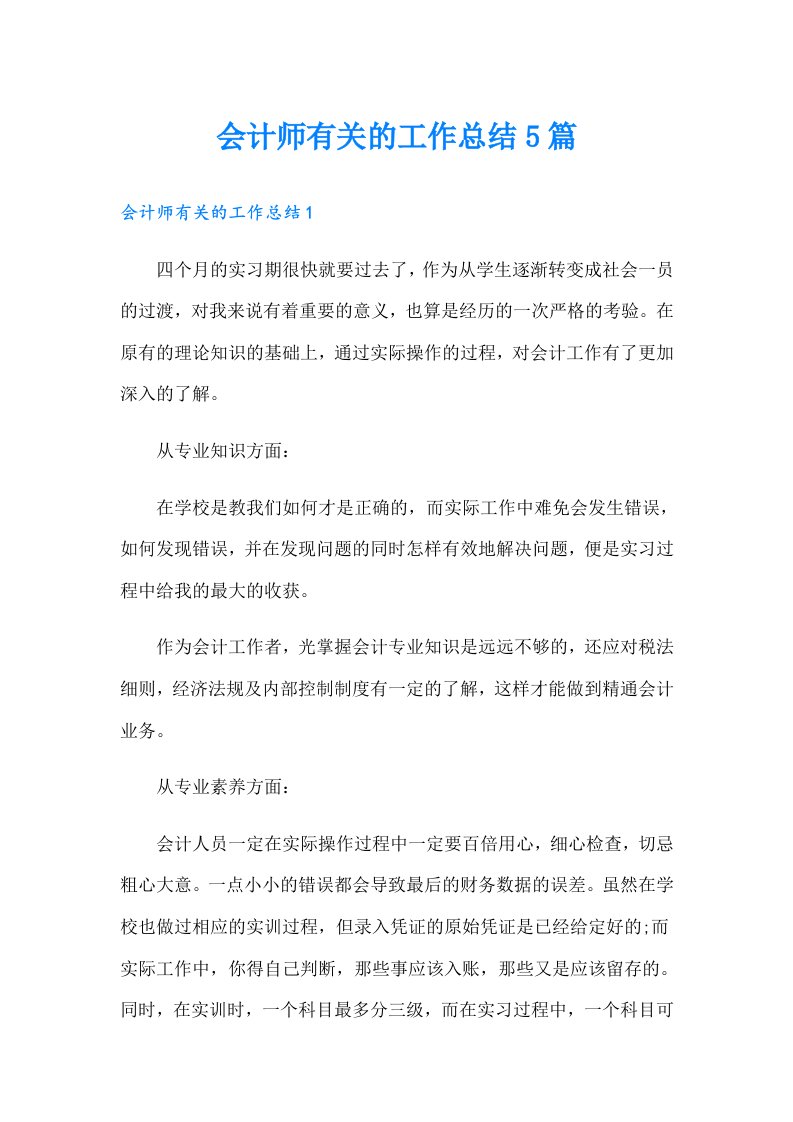 会计师有关的工作总结5篇