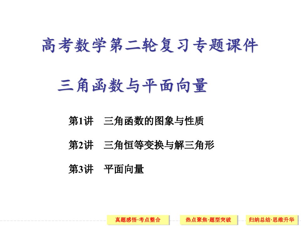 高考数学第二轮复习专题ppt课件：三角函数与平面向量