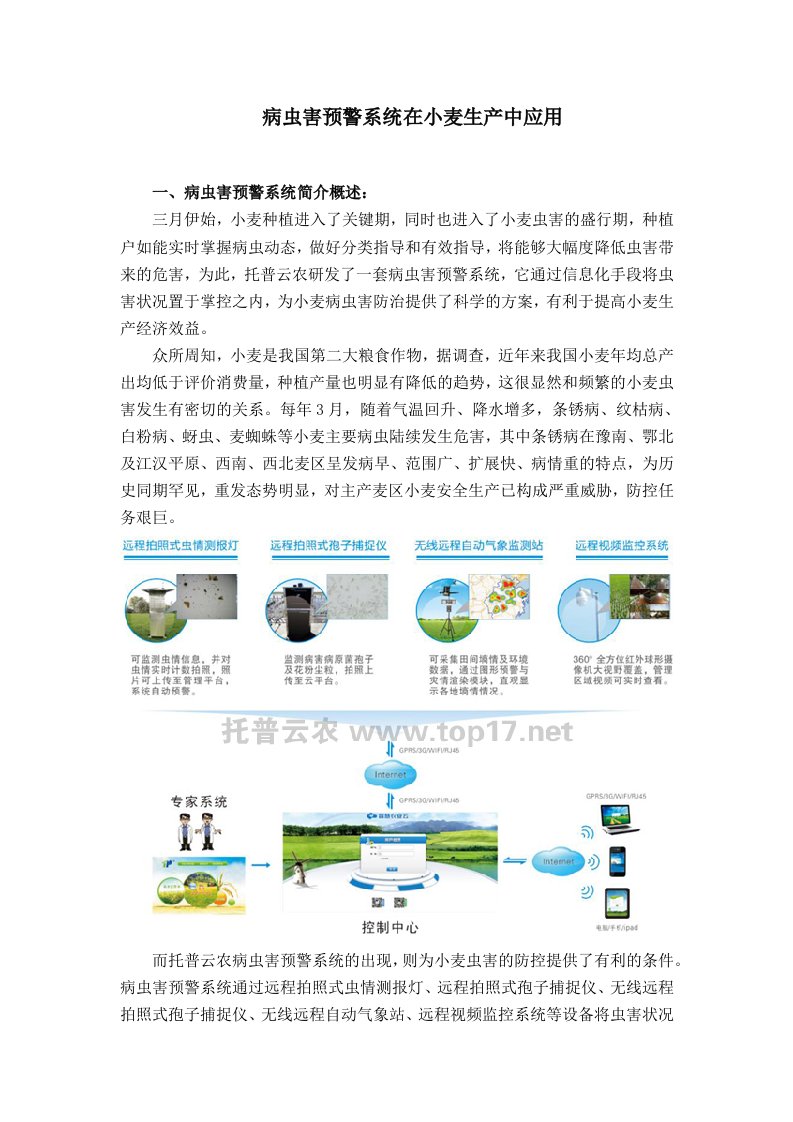 病虫害预警系统在小麦生产中应用