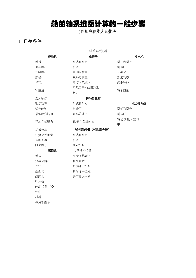 船舶轴系扭振计算步骤2008