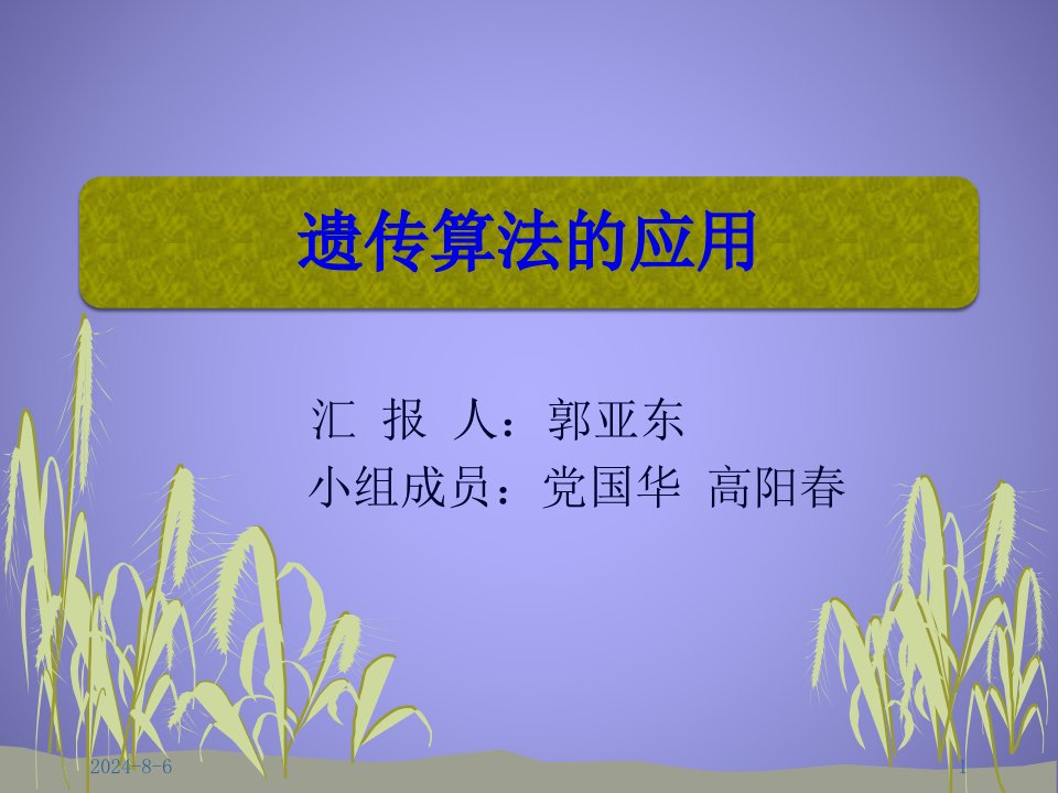 经典遗传算法应用（课堂ppt）