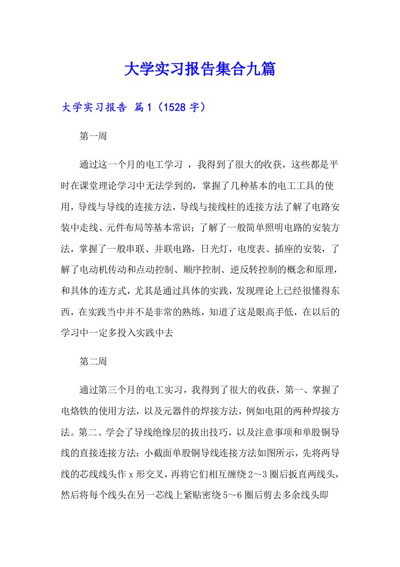 （汇编）大学实习报告集合九篇