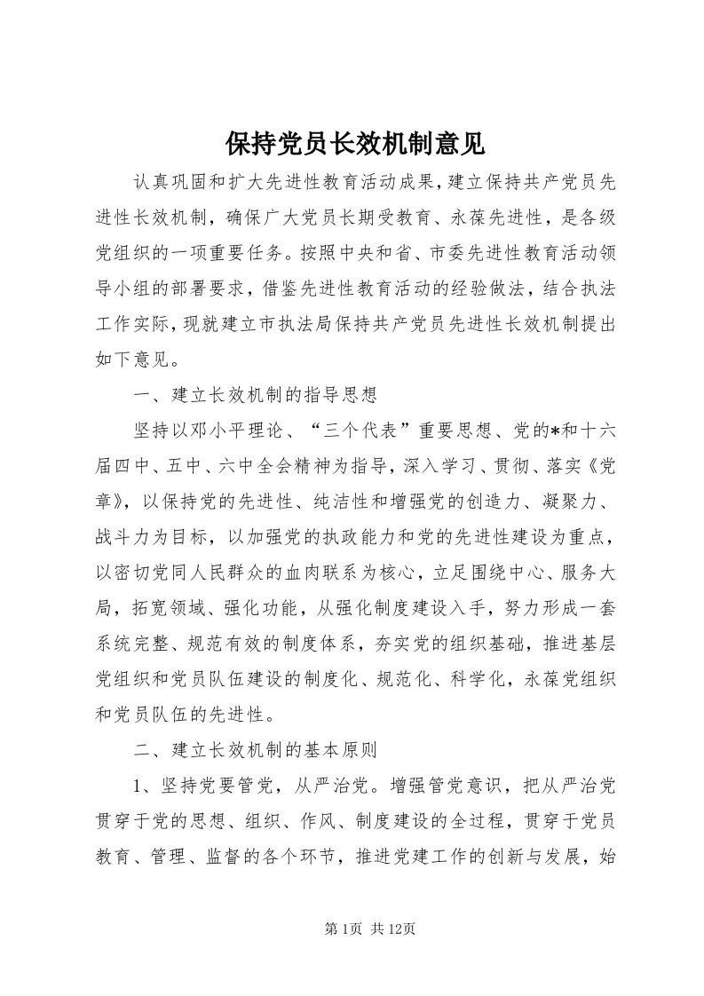 保持党员长效机制意见