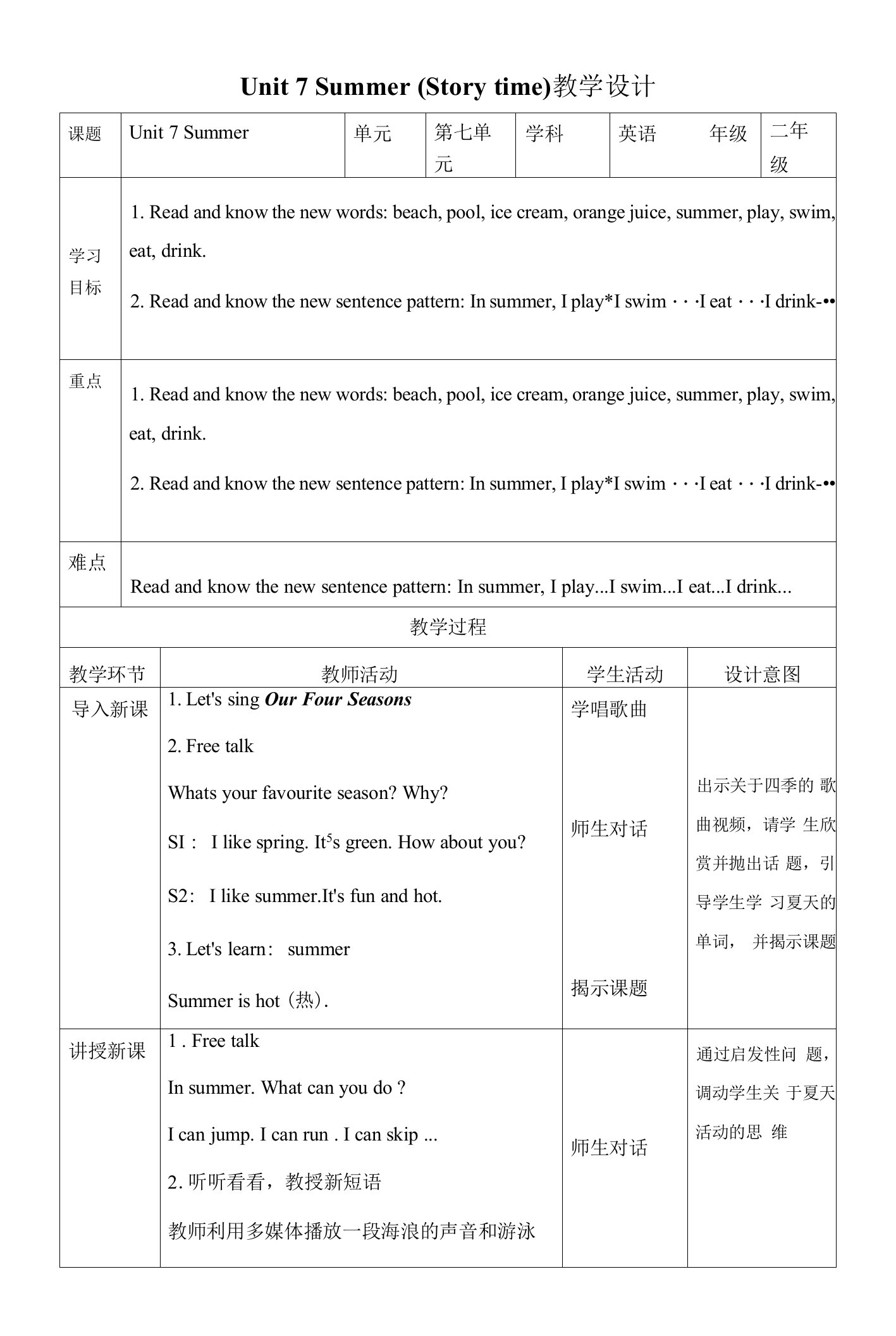 牛津译林版二年级下册Unit