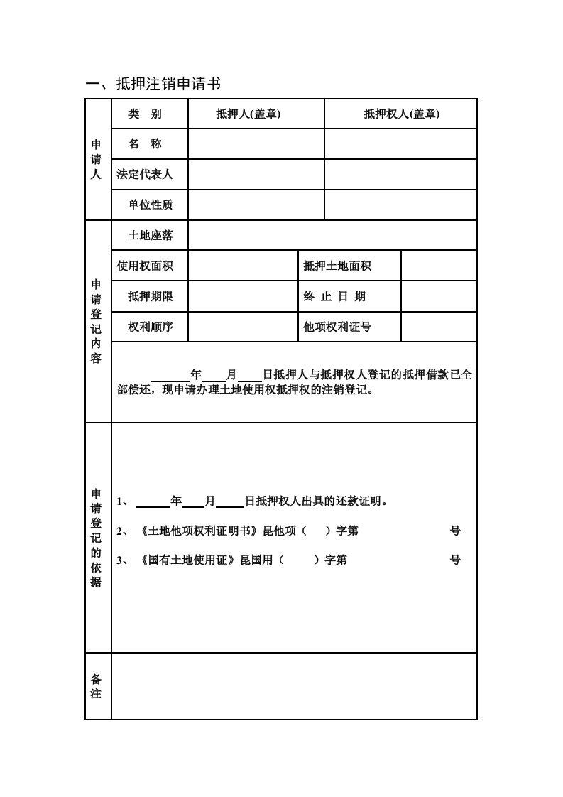 注销申请书