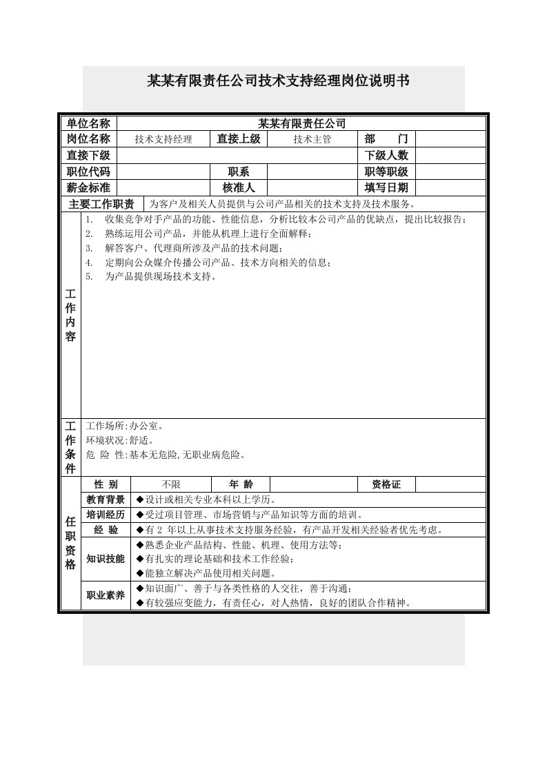 技术支持经理如何做的心得