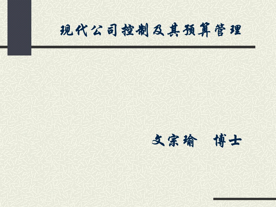 现代公司控制及其预算管理