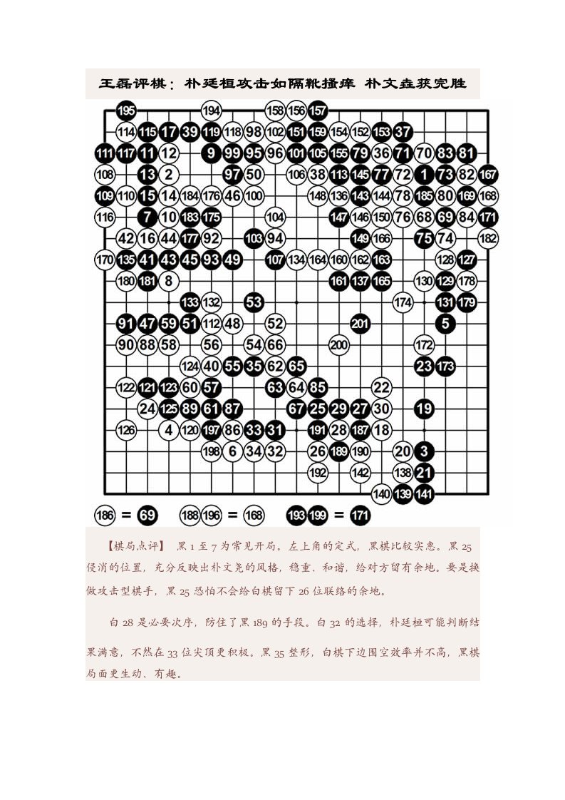 王磊评棋