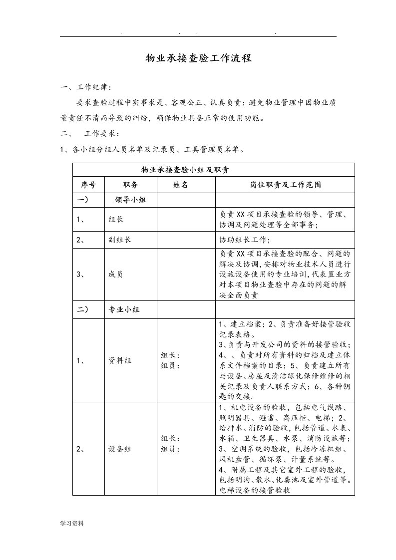 物业承接查验流程图