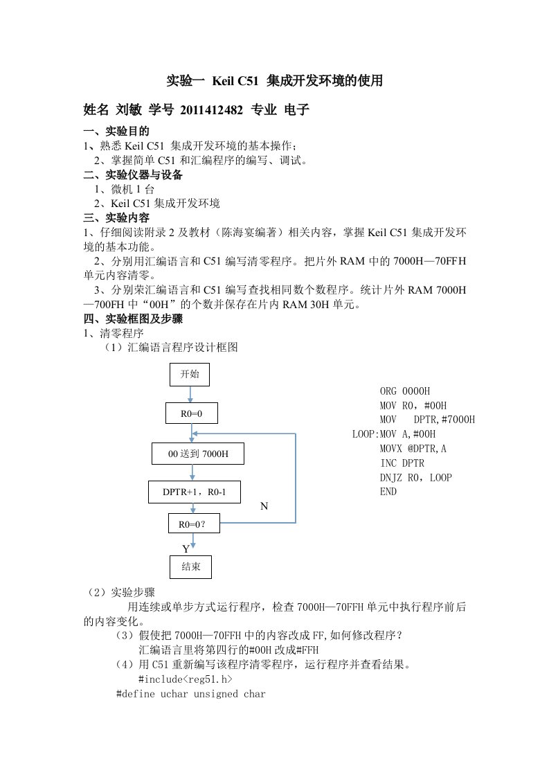 实验一KeilC51集成开发环境的使用