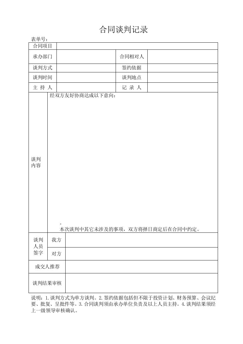 (完整)合同谈判记录表