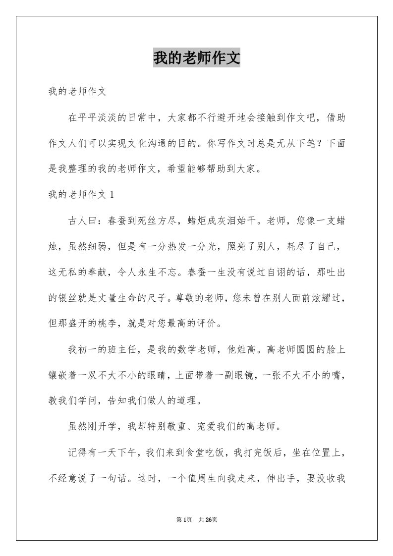 我的老师作文例文7