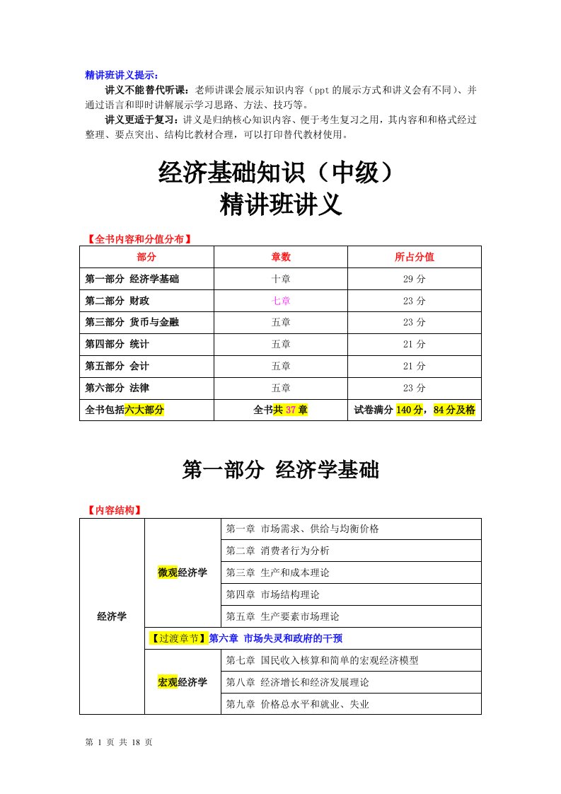 2017中级经济基础-精讲班-01第一章-市场需求、供给与均衡价格