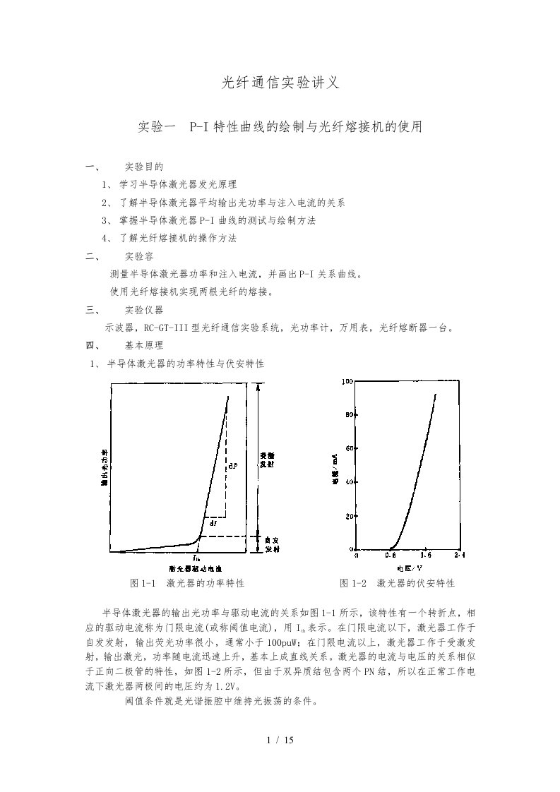 光纤通信实验讲义全