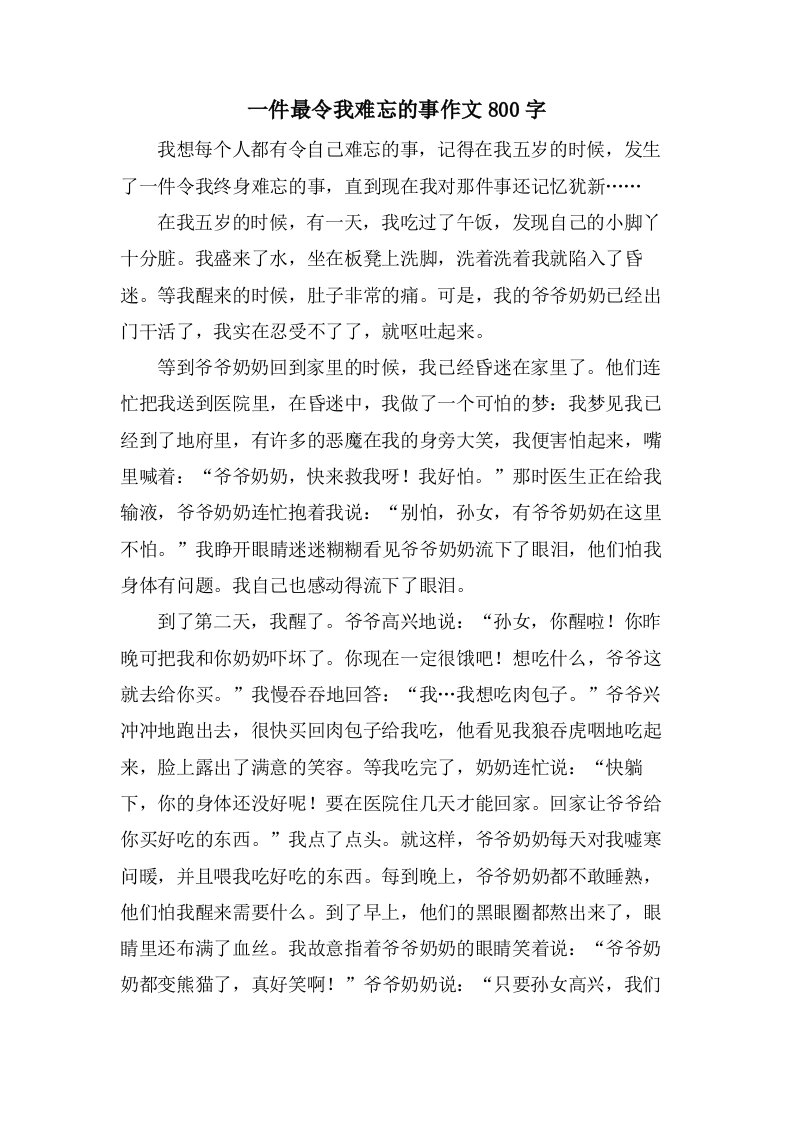 一件最令我难忘的事作文800字