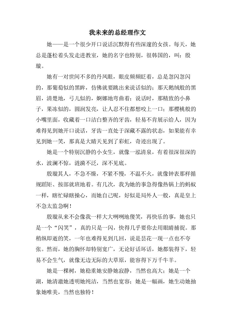 我未来的总经理作文